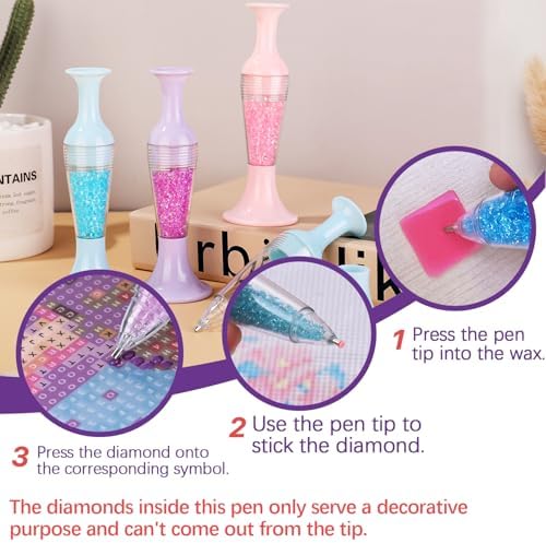 3 PCS Diamond Art Pens, Flower Pot-Shaped Drill Pen Tools and Accessories