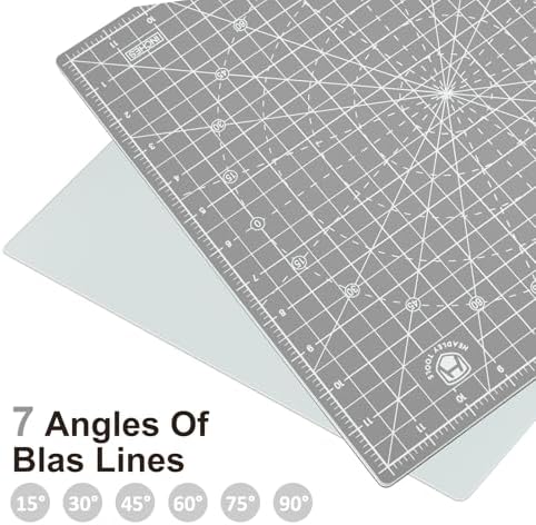 Headley Tools 12"x12" Rotating Cutting Mat, Self Healing Mat with 360-Degree Rotation & Anti-Slip Base, Sewing Board Cutting Mat Perfect for Fabric Quilting Leather Hobby Project, Grey