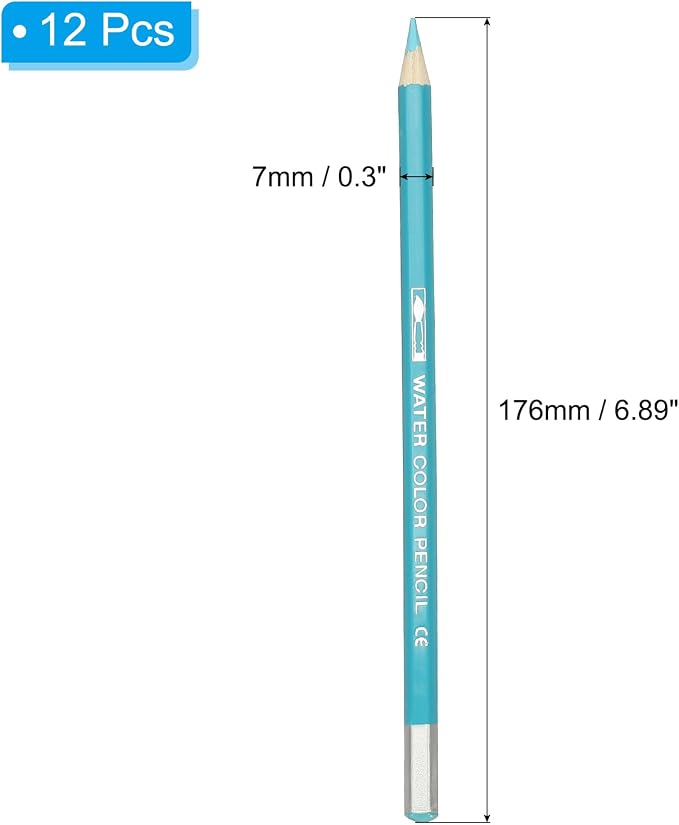 PATIKIL Watercolor Pencil, 12Pcs Water Soluble Pencils for Blending, Coloring, Sketch Drawing, Painting, Sky Blue