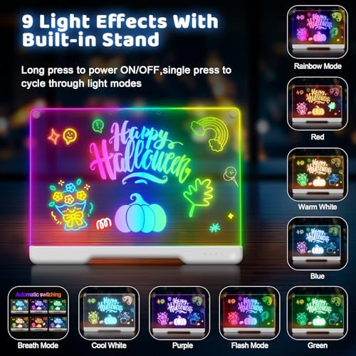 Geokay 16" Rechargeable LED Drawing Board with 9-Color Light Effects