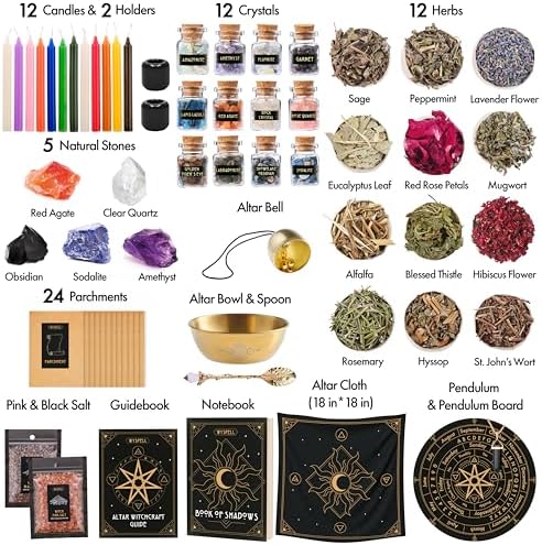 Wyspell Large Witchcraft Kit - 77 PCS - Altar Spell Set - Witchy Gifts