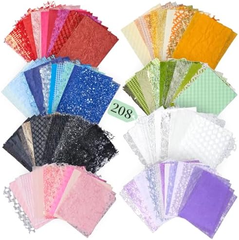 Scrapbook Supplies 208 Sheets Textured Scrapbooking Papers with Mesh Fabric