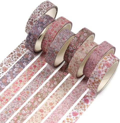 8 Rolls Washi Tape Set 10 mm Floral Washi Tape Set
