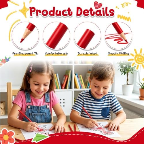 12 PCS Red Colored Pencils, Pre-sharpened Professional Wooden Art Pencils Set for Artists Painting | Premium Drawing Sketching Supplies