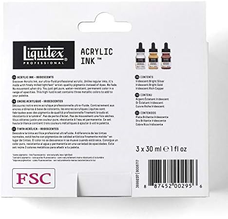 Liquitex Professional Acrylic Ink, 1-oz (30ml), Iridescent Set, Set of 3