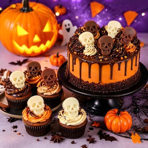 Skull Chocolate Candy Mold 24-Cavity, Halloween Skull Silicone Molds