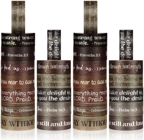 24 Rolls Christian Washi Tape Gifts for Bible Journaling, Wood