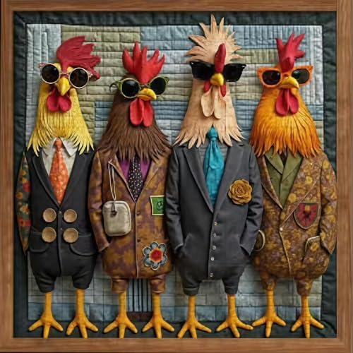 VIGEGU Chicken Diamond Art Kits for Adults Beginners,Diamond Painting Kits for Adults,5D Full Drill DIY Diamond Dot Gem Art Kit Wall Home Decor Arts Craft 14x14 inch