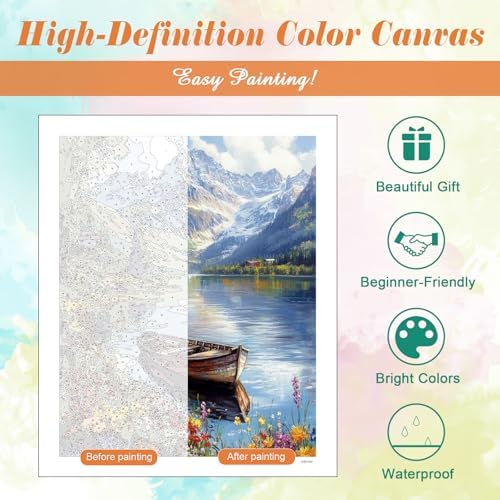 Kalonyth Boat Paint by Numbers Kit for Adults, 16x20 inch, No Framed
