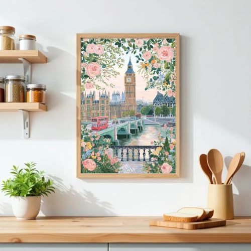 Big Ben in London Diamond Art Kits for Adults, Diamond Painting Kit Adults for Beginners, Round 5D DIY Dimond art,Full Drill Painting Kit Art and Crafts for Adults Home Wall Decor【11.8x15.7inch】