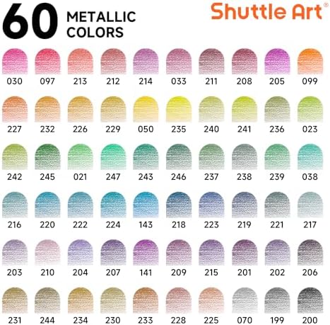 Shuttle Art 60 Metallic Colored Pencils, Colored Pencils for Adult Coloring, Soft Core Coloring Pencil in Gift Tin Box, Drawing Pencil for Kids Adults Beginners Artists Drawing Sketching