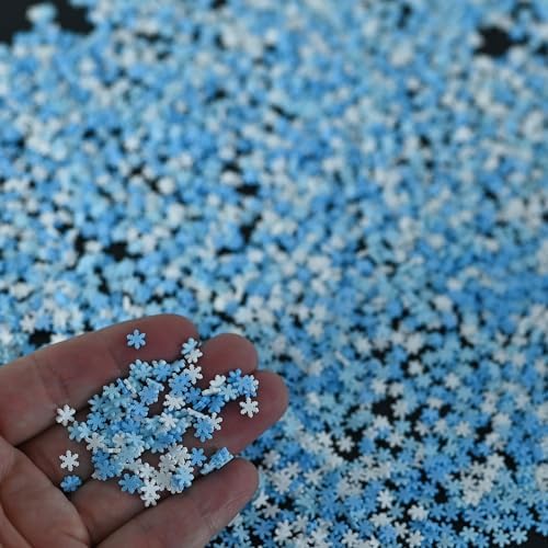 LIKETURE Fake Sprinkles 110g Polymer Clay Sprinkles Fake Candy Sprinkles Faux Sprinkles for Resin Slime Craft Plastic Sprinkles for Nail Art Phone Case DIY Shaker Card Filler (3-Color Snowflake-110G)