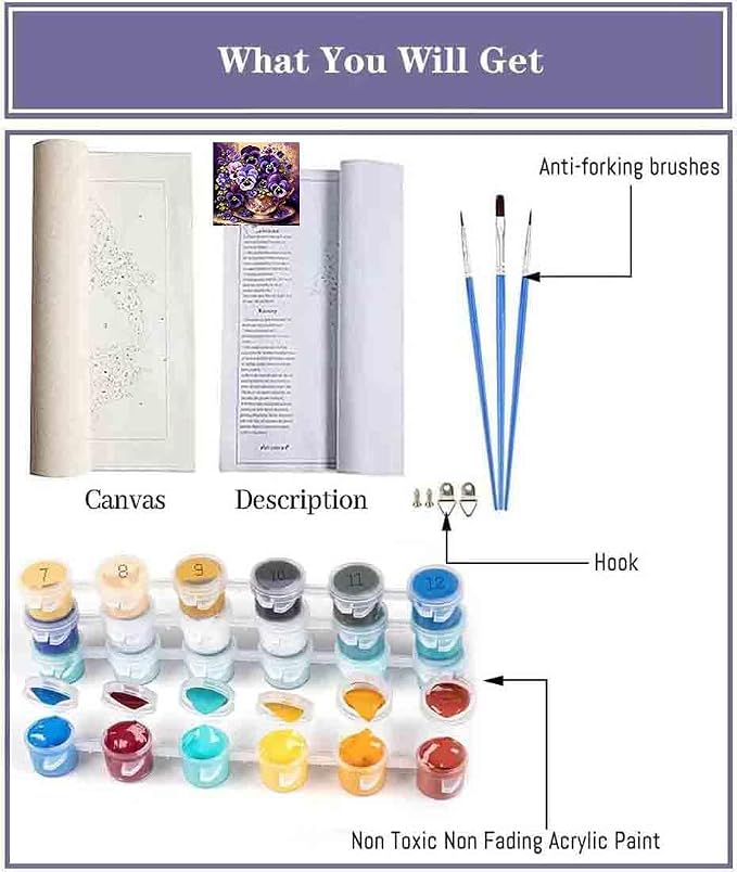 VIGEGU Flower Paint by Numbers Kit for Adults - Butterfly Orchid Paint by Number for Beginner DIY Adult Paint by Number Kits on Canvas,Oil Number Painting Kits for Home Decor 16x16inch