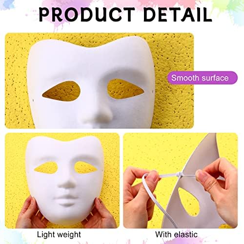 Sumind 100 Pcs Paper Mache Masks White Blank Paintable for Crafts Party