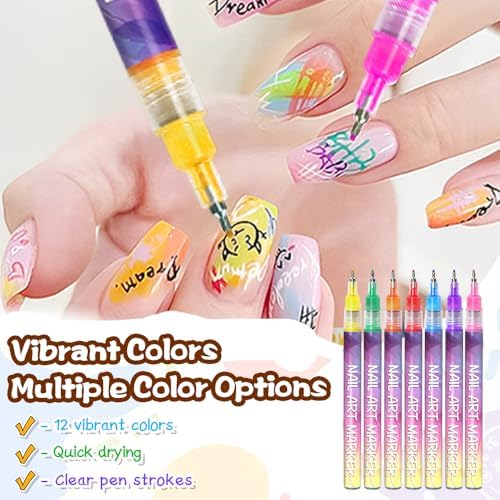 12 Colors Nail Art Pens Set, Nail Art Markers Polish Pen for 3D Nail Art, Drawing Painting Liner Brush for DIY Nail Art Beauty Adorn Manicure Tool (36 colors)