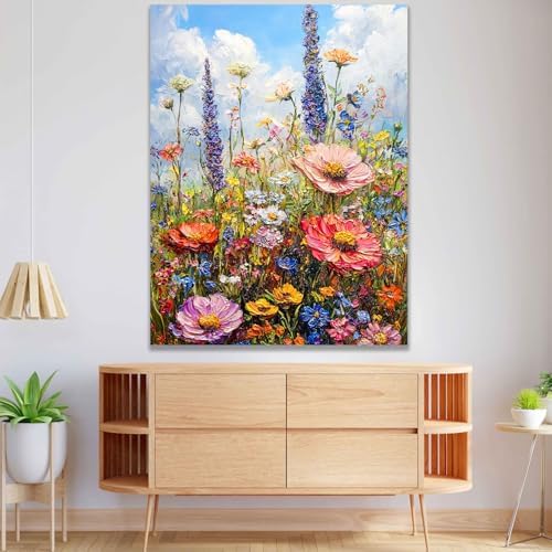 Amaieuin Wild Flowers Paint by Numbers Kits for Adults,Canvas Paint by Numbers for Adults,Flowers Paint by Number Adult for Gifts and Home Wall 20x16in
