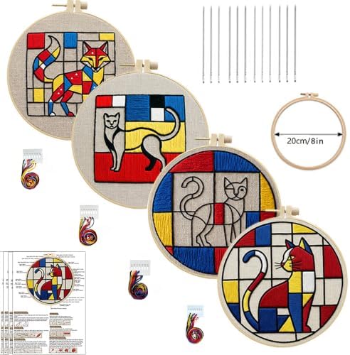 Embroidery Kit for Beginners & Adults with Animal Pattern