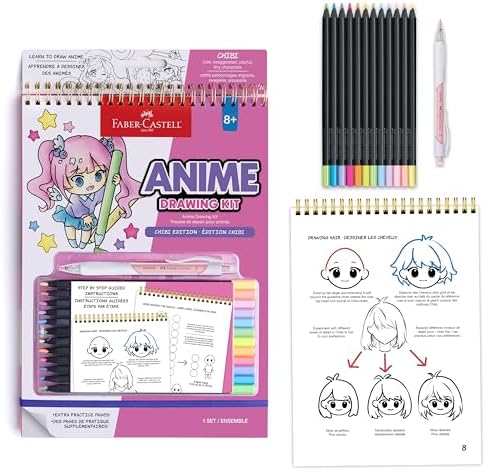 Faber-Castell Anime Drawing Kit, Chibi Edition with Step-by-Step Book