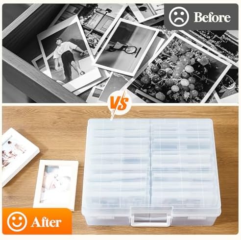 Lifewit 4x6 Photo Storage Box, 18 pcs Inner Photo Case with Lids, Clear Photo Organizers with 1 Sheet Label Sticker, Plastic Craft Storage Box for Seeds Sticker Cards Pictures Stamps Office Supplies
