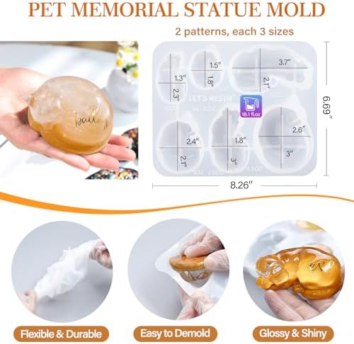 LET'S RESIN Pet Memorial Statue Resin Molds,3D Animal Epoxy Resin Molds for Preserving Pet Hairs & Ashes, Sleeping Dog and Cat Figurine Silicone Molds,Great for DIY Resin Pet Keepsakes, Pet Loss Gifts
