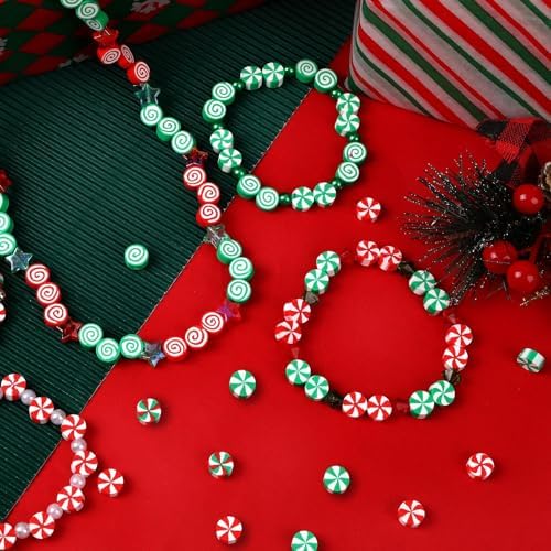 300Pcs Christmas Candy Polymer Clay Beads for Jewelry Making