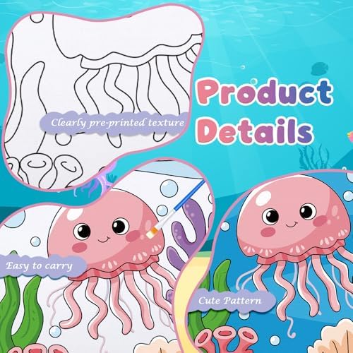 Anseal 12 Packs Pre Drawn Canvas to Paint, 4" X 4" Ocean Pre-Printed Paint Party, Pre Stretched Canvas Outline Painting Boards for Beginners, Party Favor