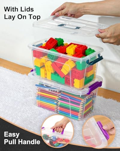 EOENVIVS Clear storage bins with lids 6 Pack, 7 Quart storage containers with lids, Stackable storage box Organizer for organizers and storage, Bedroom, Office, Classroom, Playroom & shoe boxes