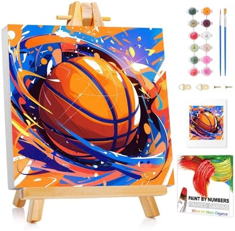 XTCIXAL Paint by Numbers Kit for Kids, Basketball, 8X8 inch
