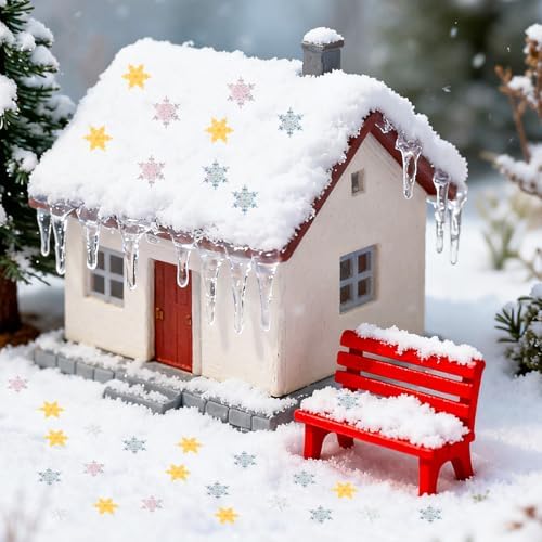 210pcs Mini Snowflakes, Resin Winter Miniature Snowflakes Ornaments