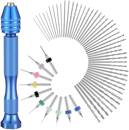 Mudder 57 Pcs Micro Drill Bits & Pin Vise Set 0.1-3mm, Blue