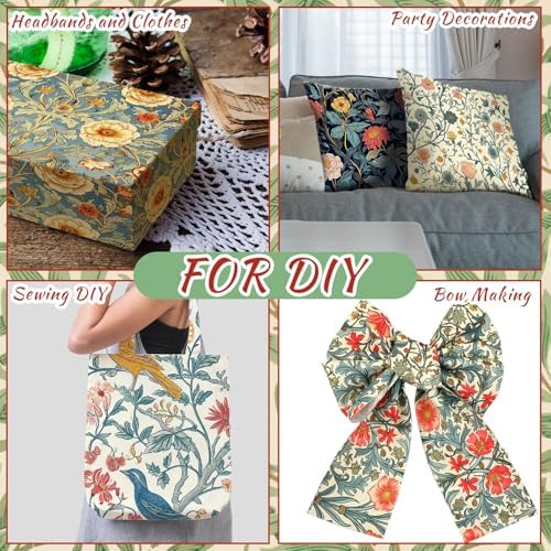 HunnmingRe 20 Pcs 10''x10'' William Morris Flower Quilting Fabric Square
