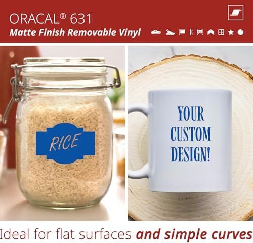 ORACAL 631 Matte Traffic Blue Vinyl Durable Roll Easy to Weed Permanent Adhesive Craft Vinyl for Plotting Machines, Decals & DIY Projects 12” x 10ft