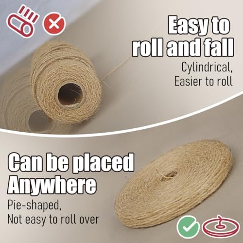 PerkHomy 600 Feet Natural Jute Twine Long Twine String for Crafts Gift Wrapping Packing Gardening Crochet Knitting Macrame Decor (Brown 600feet Flat)