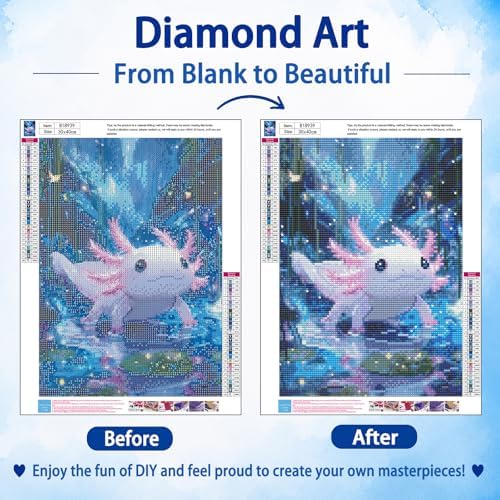AUKELHJ Axolotl Diamond Art Kits for Adults, Diamond Painting, 12x16 Inch