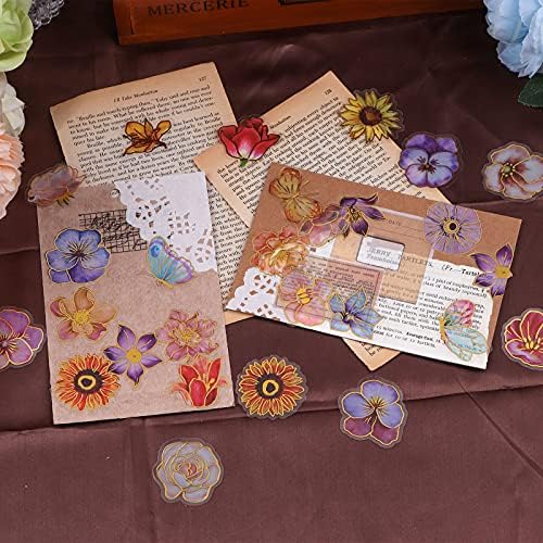 Dizdkizd 240-Piece Watercolor Floral Stickers with Gold-Outlined
