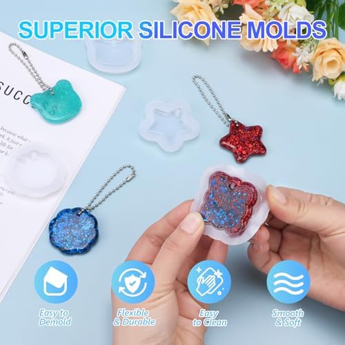 KISREL UV Resin Kit with Light and Molds - 200g Upgraded Bubble-Free Crystal Clear Hard Resina, Fast Curing Starter Supplies for DIY Jewelry Making, Earring, Keychain
