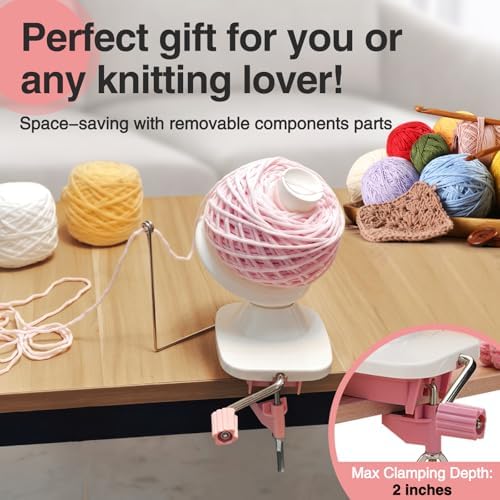Essovee Yarn Ball Winder, Efficiently Yarn Cake Winder with Lower Noise for Crochet Knitting Combo Easy Installation 3.5 oz Portable Spinner for Crocheting