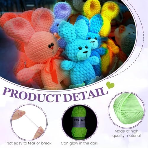 WILLBOND 10 Rolls Glow in The Dark Yarn for Crocheting, Fresh
