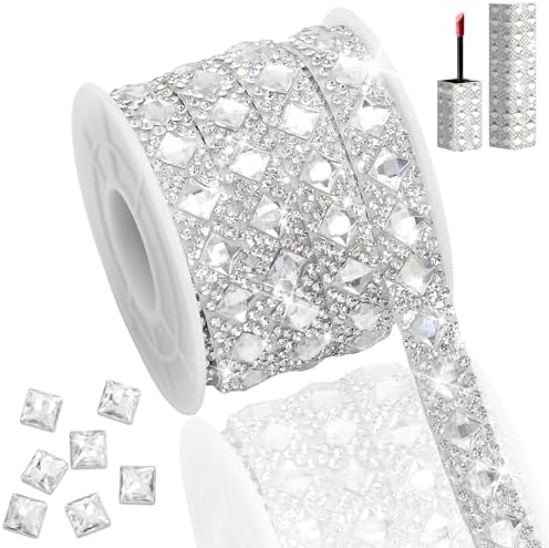 White Glass Gems Rhinestone Ribbon Roll 1 CM Wide Rhinestone Wrap