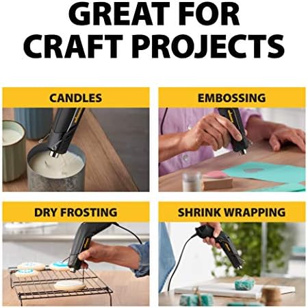 Wagner Spraytech HT400 Craft Kit Dual-Temperature Heat Gun, 450°F and 680°F | Dual Low 450°F and High 680°F settings support embossing, candle making, shrink wrap and other craft projects.