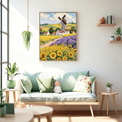 Sunflowers Windmill 5D Diamond Art Kit for Adults Full Drill Canvas