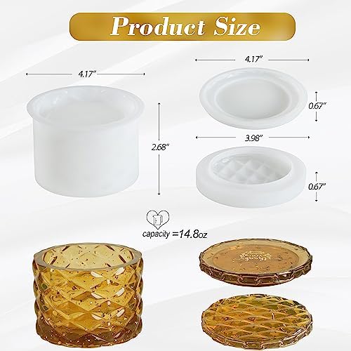 ISSEVE Jar Resin Molds, Large Diamond Jar Silicone Molds with 2Pcs Lid