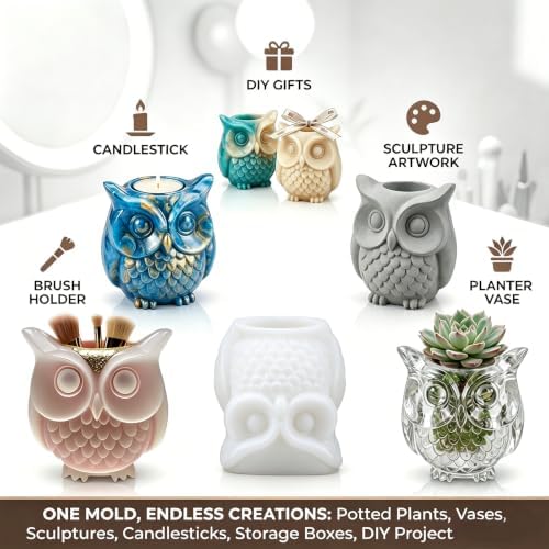 Owl Silicone Resin Mold for Epoxy Casting Succulent Pot Pen Holder