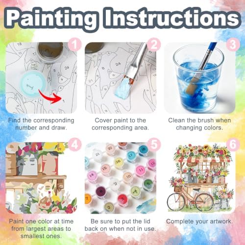 Flower Shop Framed Paint by Numbers Kit for Adults Beginner 10x10 inch