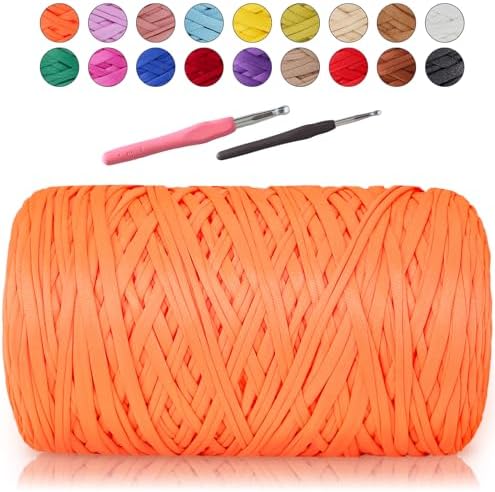 MESTOON 1000g T-Shirt Yarn Soft Elastic Crochet Orange