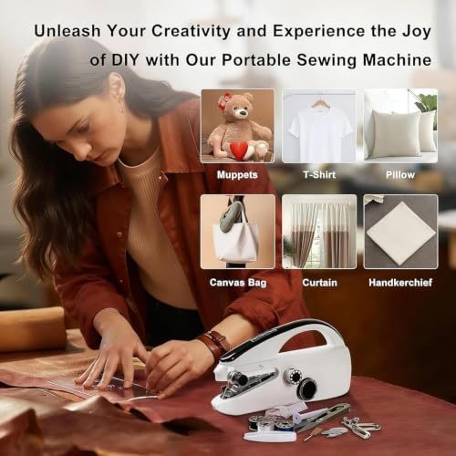 Handheld Sewing Machine, Easy to Use Portable Electric Mini Sewing Machines for Beginners with Two Speeds, with Complete Accessories Kit, Suitable for Home - Black