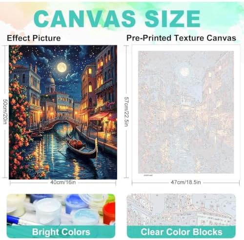 Landscape Paint by Numbers Kit for Adults, DIY Painting Canvas 16x20inch