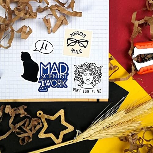 100Pcs Nerd Stickers, Cool Nerd Gifts for Men, Nerdy Stickers for Laptop, Science, Math, Physics, History Decals, Gifts for Women & Men
