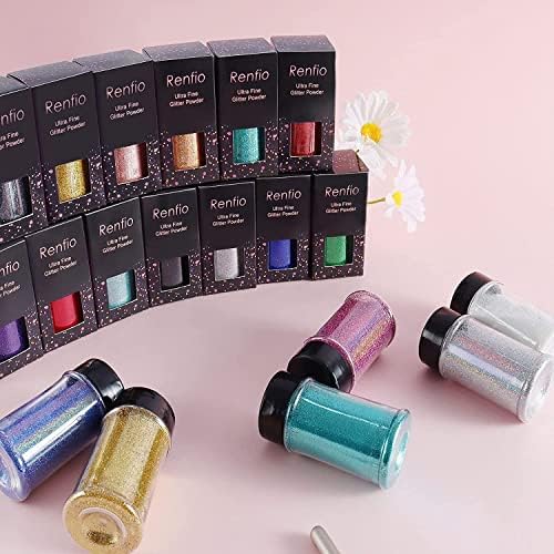 Renfio Holographic Ultra Fine Red Glitter Powder Metallic Resin Glitter | 2.11 Oz (60g) Flakes Crafts Sequins 1/128" 0.008" 0.2mm Epoxy Chips Flakes for Tumblers Slime - Laser Rose Red