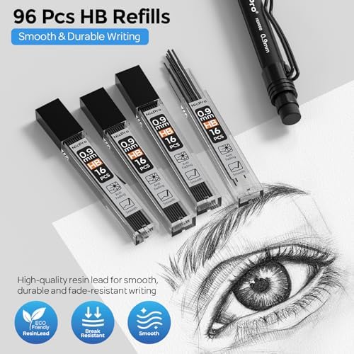 Nicpro Art Mechanical Pencil 0.9mm with Case, 3PCS Mechanical Pencils 0.9